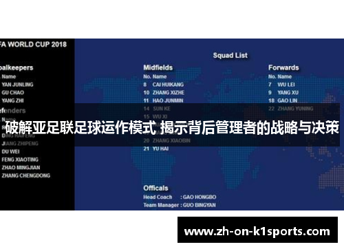 破解亚足联足球运作模式 揭示背后管理者的战略与决策
